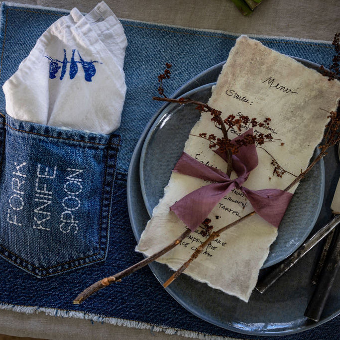 BUTLER PARK: Upcycled Denim Placemat-Sold as a Bundle of 4