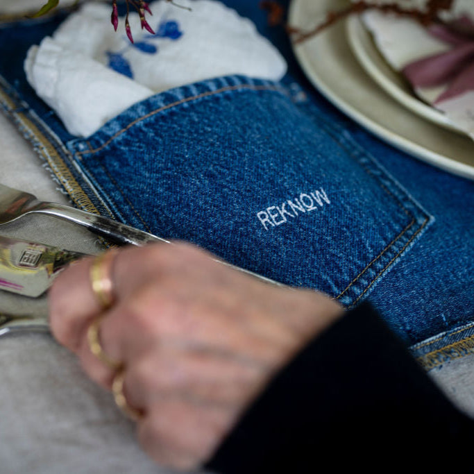 AGAM: Upcycled Denim Placemat- Sold as a Bundle of 4