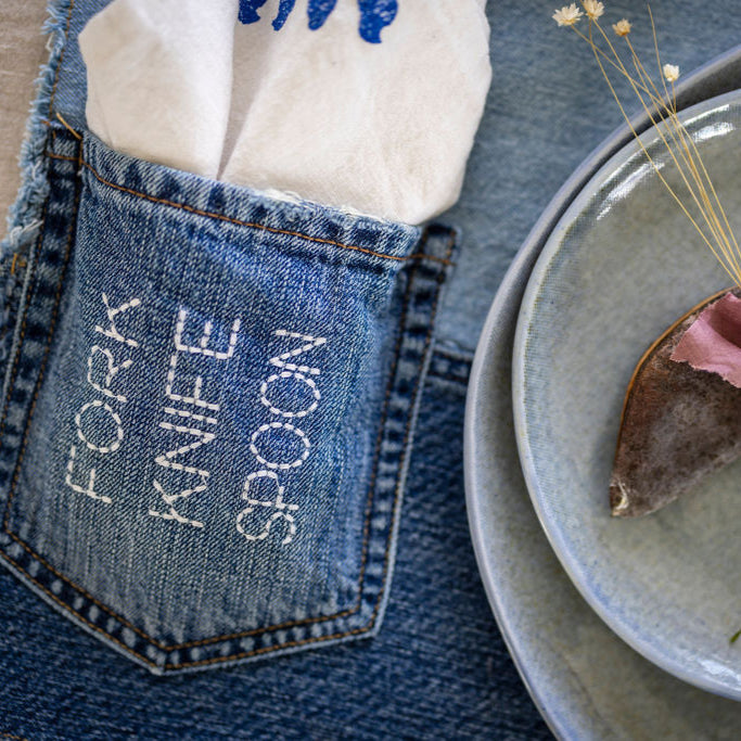 BUTLER PARK: Upcycled Denim Placemat-Sold as a Bundle of 4