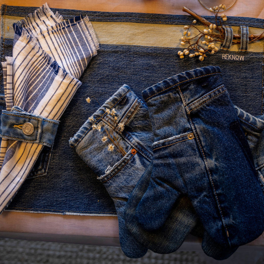 NASHVILLE: Upcycled Denim Placemat- Sold as a Bundle of 4