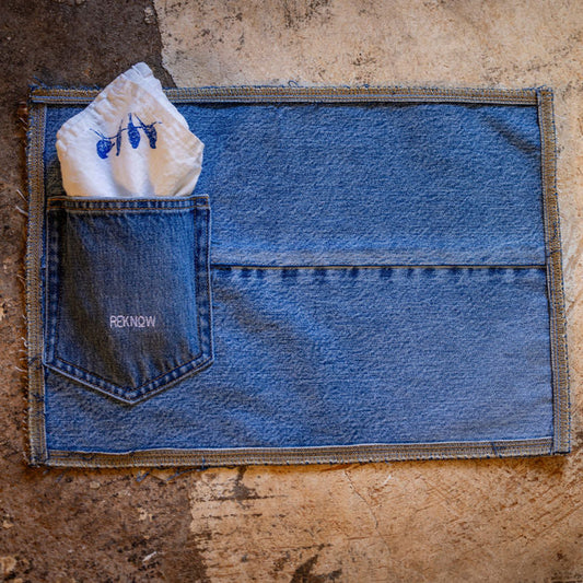 AGAM: Upcycled Denim Placemat- Sold as a Bundle of 4