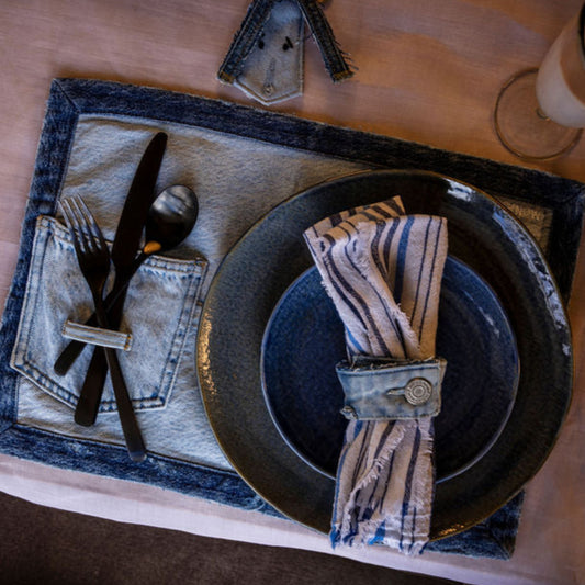 KAUAI: Upcycled Denim Placemat- Sold as a Bundle of 4